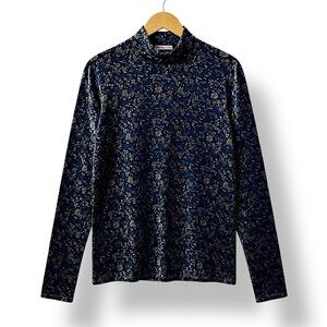 4/$20 Marshall Rousso Floral Velvet Turtleneck